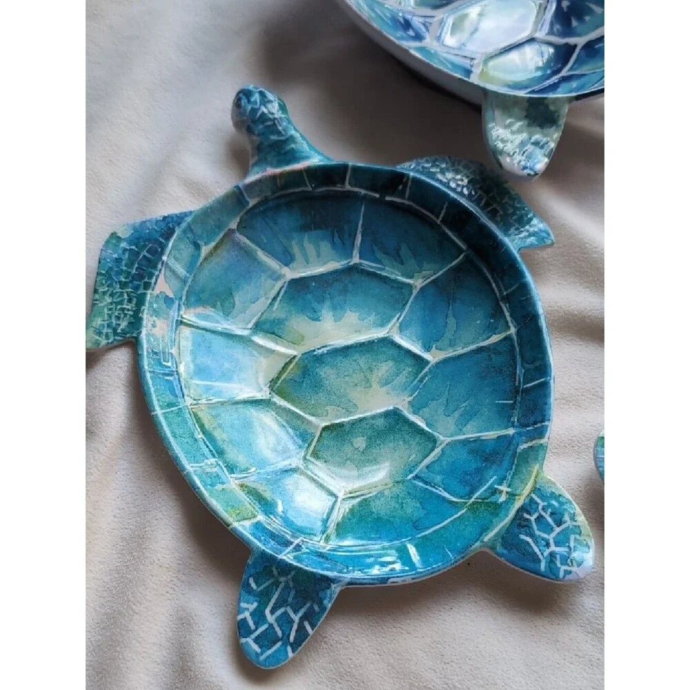 Pier 1 Melamine Sea Turtle 3 Plates And Bowl Set Coastal Decor